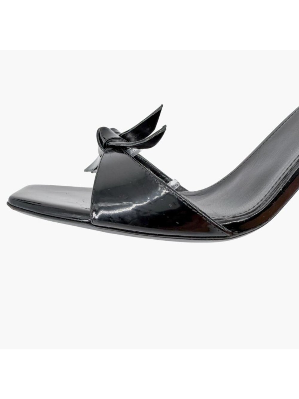 Saint Laurent Bea 90 Knot Patent Leather Sandals Heels Black Size 38.5 US 8.5 - Picture 8 of 13